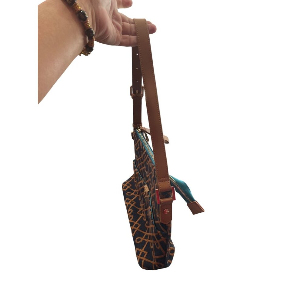 Spartina 449 Womens Brown Black Linen Leather Shoulder Handbag KU 8930 - Picture 7 of 16